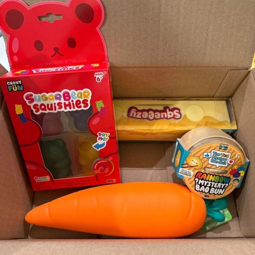Squishy Toy Bundle Set of 4 Sugar Bear, Butter, Dumpling & Carrot